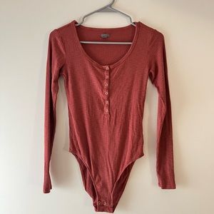 Aerie Long Sleeve Body Suit Size Small Burnt Orange